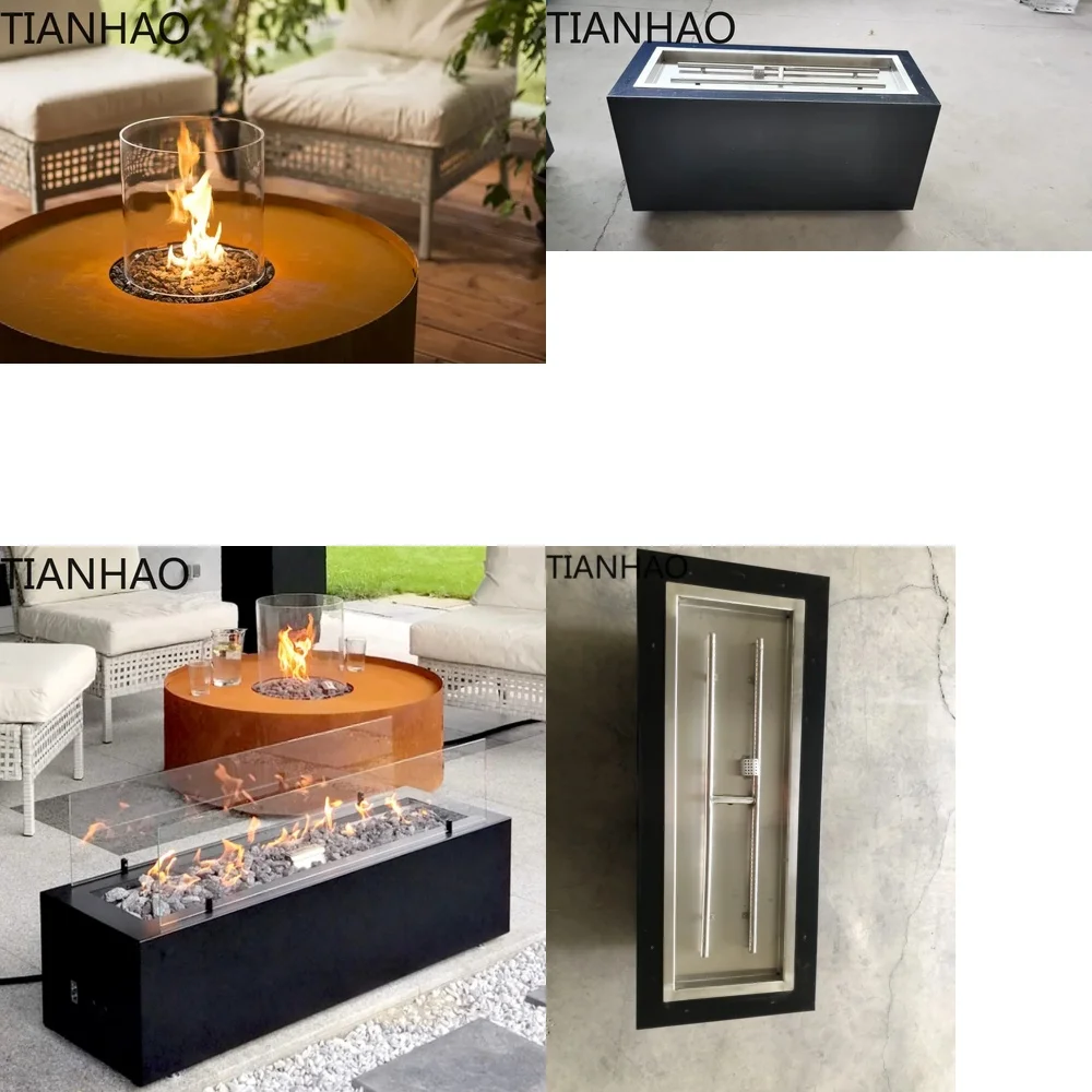 Outdoor Freestanding Corten Steel Propane Fire Pit for Patio and Backyard