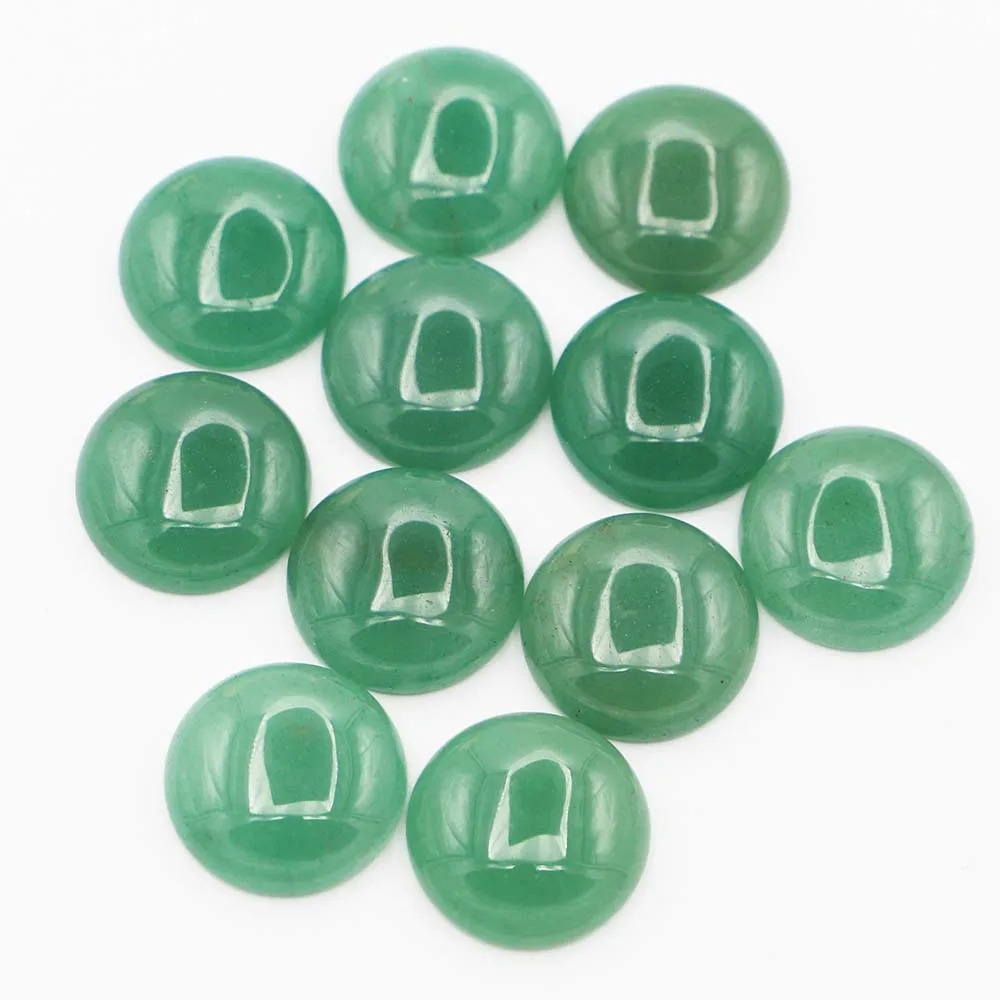 

Hot New 25mm Natural Stone Cabochons Round Beads Green Aventurine for Women Men Fashion Jewelry Material Making Wholesale 12PCS