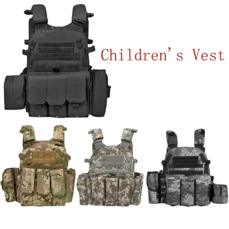 

Nylon Gear Tactical Vest Body Protection Hunting Carrier Children Accessories 6094 Pouch Training Camping Kid Camo