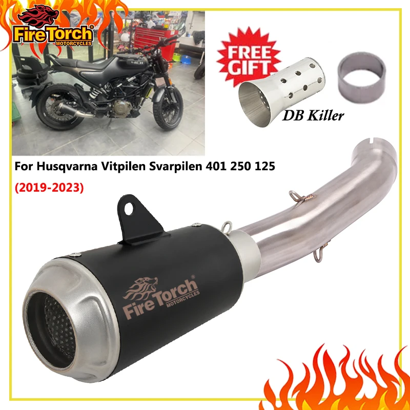 For Husqvarna SVARTPILEN VITPILEN 401 125 250 2019 - 2023 Motorcycle Exhaust Escape Systems Modified Muffler With Mid Link Pipe
