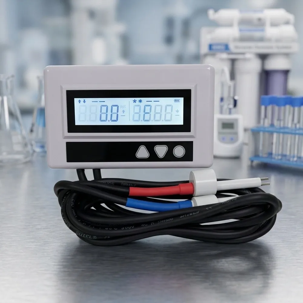 Dual Probe Inline Water Quality Monitor for RO Systems Hydroponics with Two T Fittings Easy Installation LCD Display