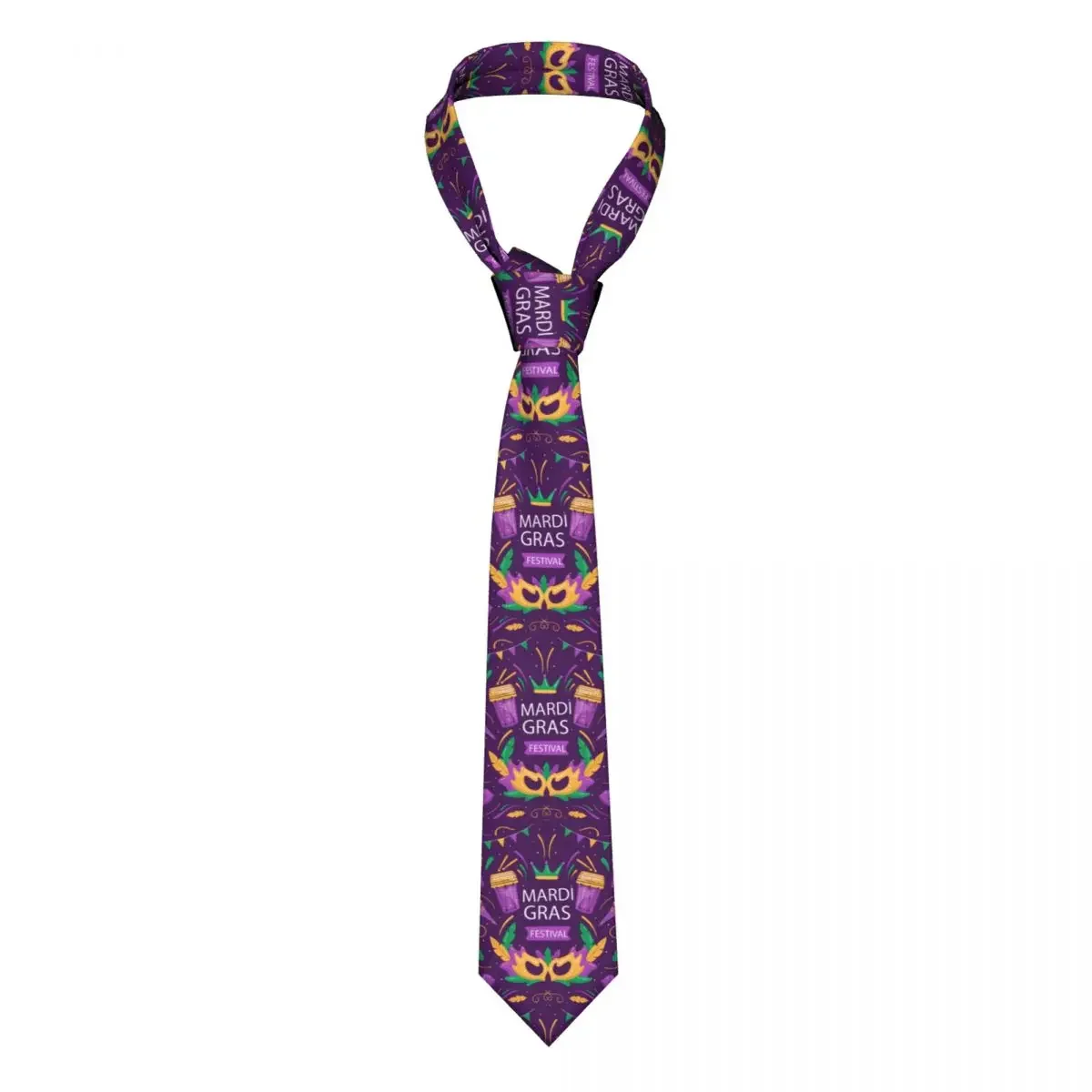 

Mens Tie Slim Skinny Hand Drawn Mardi Gras Necktie Fashion Free Style for Party Wedding