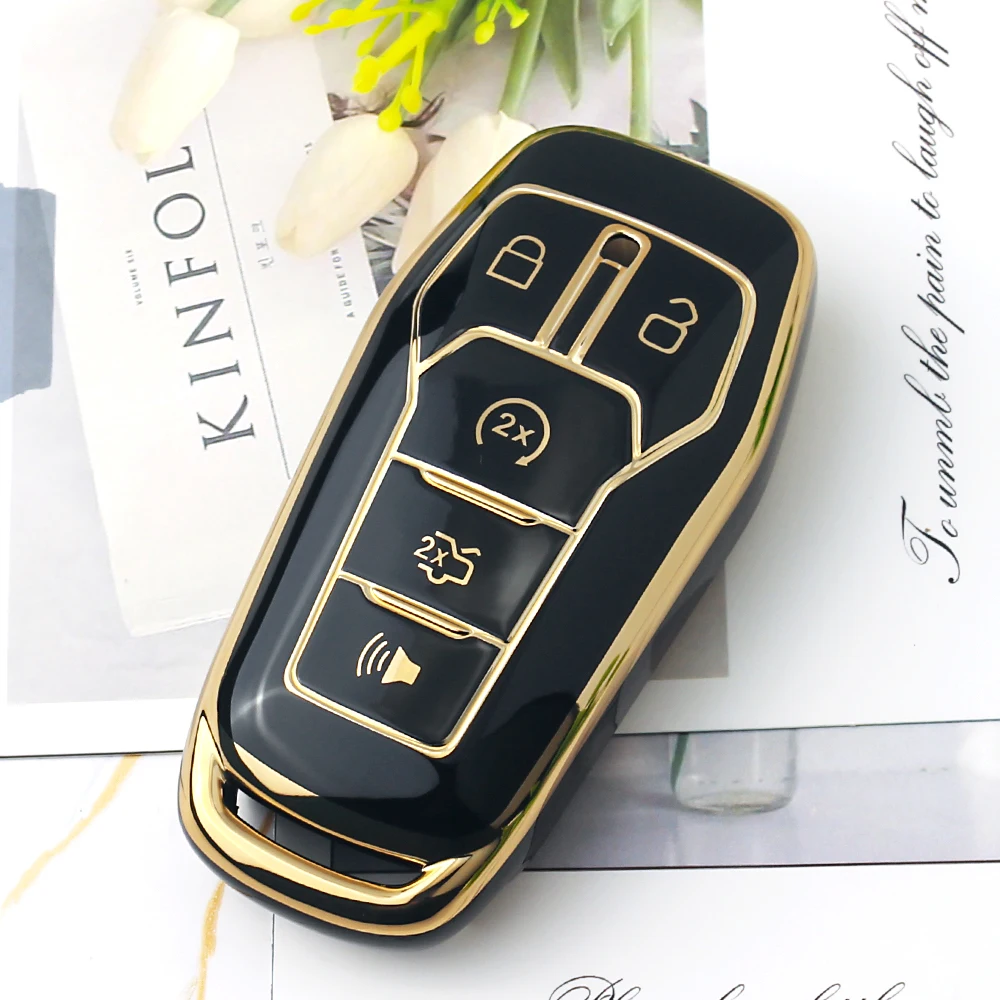 KEYYOU TPU Car Key Shell Case For Ford Fusion Mondeo Mustang F-150 Explorer Edge 2015 2016 2017 2018 Lincoln MKZ MKC Fob Holder