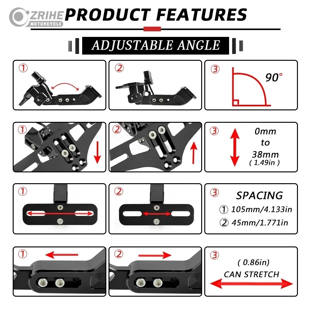 License Plate Holder Number Plate Frame LED Light Bracket ETV 1000 For APRILIA ETV1000 2002 2003 2004 2005 2006 2007 turn signal view 4