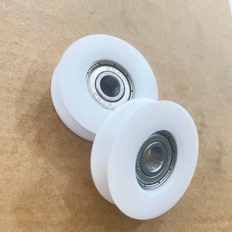 4Pcs M8 screw M6 thread plastic-coated bearing pulley U groove roller guide wheel 50mm diameter pom polyformaldehyde nylon