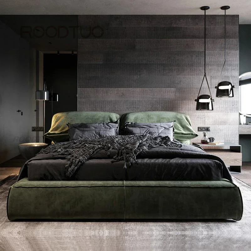 

Bedroom Bed Set Italian Home Furniture Leather Fabric Modern Designer King/ Queen Bed Frame Double Bed