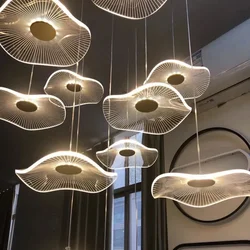 Modern LED Staircase Hanging Chandelier Light Fixture High Ceiling Pendant Lamps for Dining Room Living Room