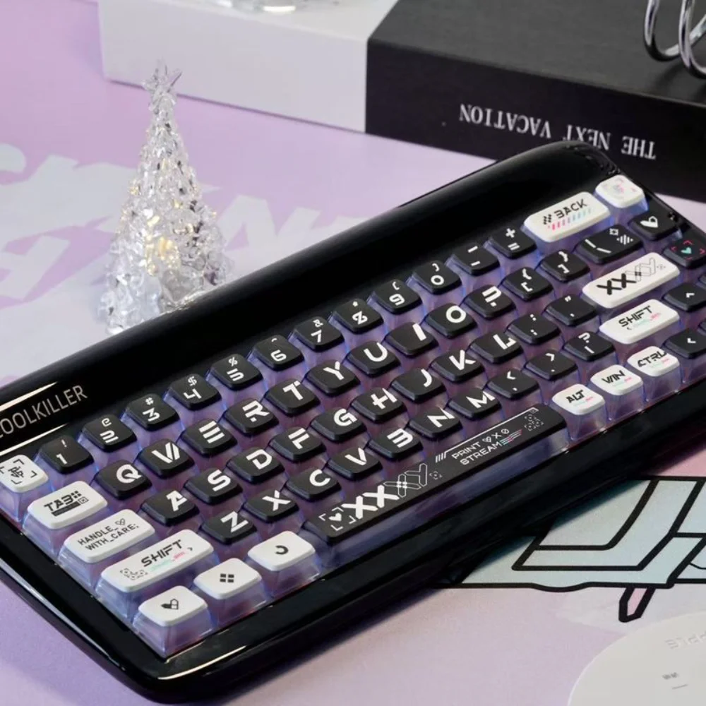 121 Key Quad Transparent Pudding Keyboard Cap with Printed OEM Profile Adapts To Cherry MX 61 68 104 Mechanical Keyboards