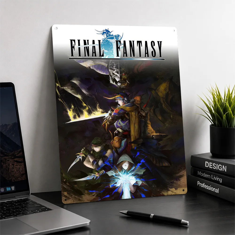 Final Fantasy Characters and Villain Personalized 3D Textured Metal Poster Wall Art Tinplate Sign for Modern Home Decoration