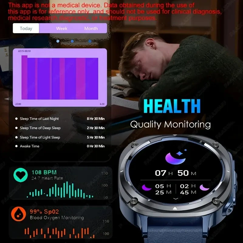 2025 NewPowerfulFlashlightSmartWatch -100+SportsModeFitnessTrackerWirelessCall 430mAhBatteryIPX8WaterproofWirelessAPPSportsTrack - Image 4