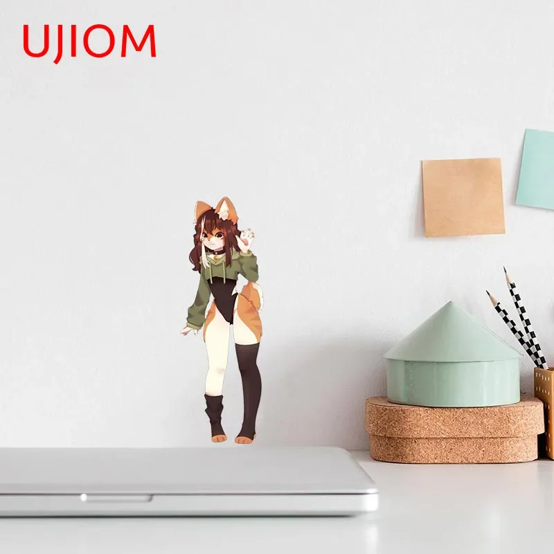 UJIOM 13cm Furry Funny Wall Stickers Personality Bathroom Bedroom Cute Decals Scratch-Proof Sunscreen House Decoration