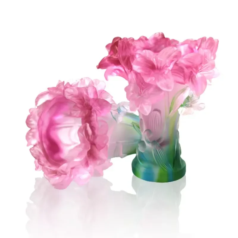 Latest Lily Design Crystal Incense Burner Elegant Home Incense Burner Decoration Round Engraving Design Gift Box