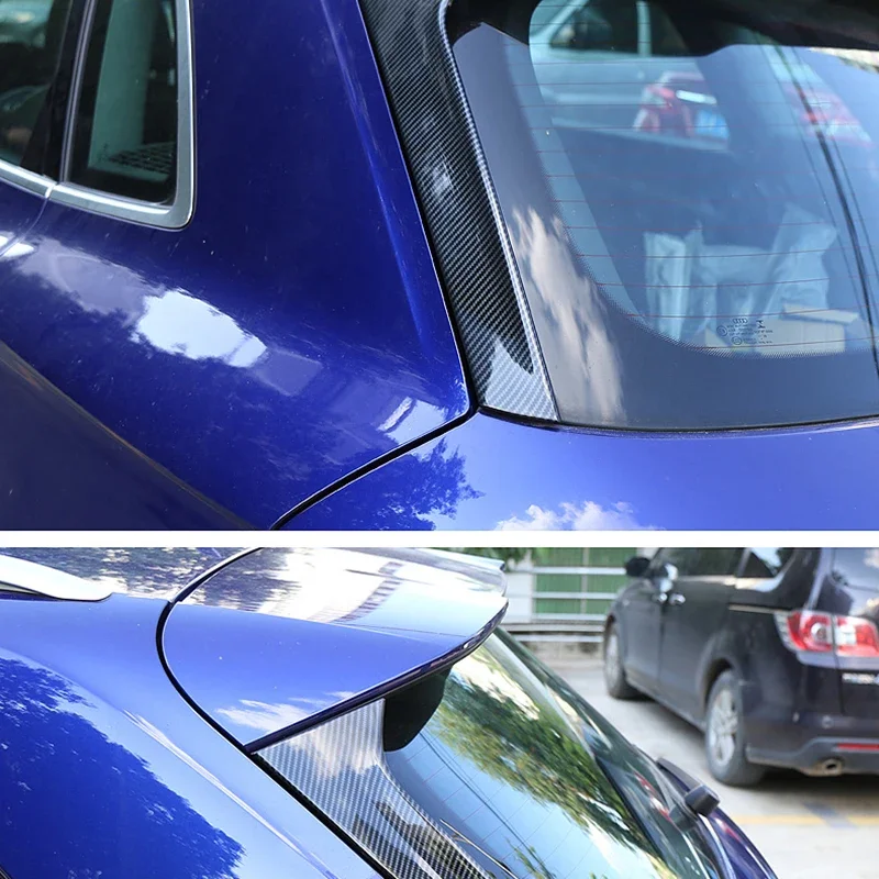 Car Rear Triangle Window Decoration Trim For Audi Q5 2018 2019 Rear Windshield Side Strip Stickers Silver/Carbon Striation - Image 6