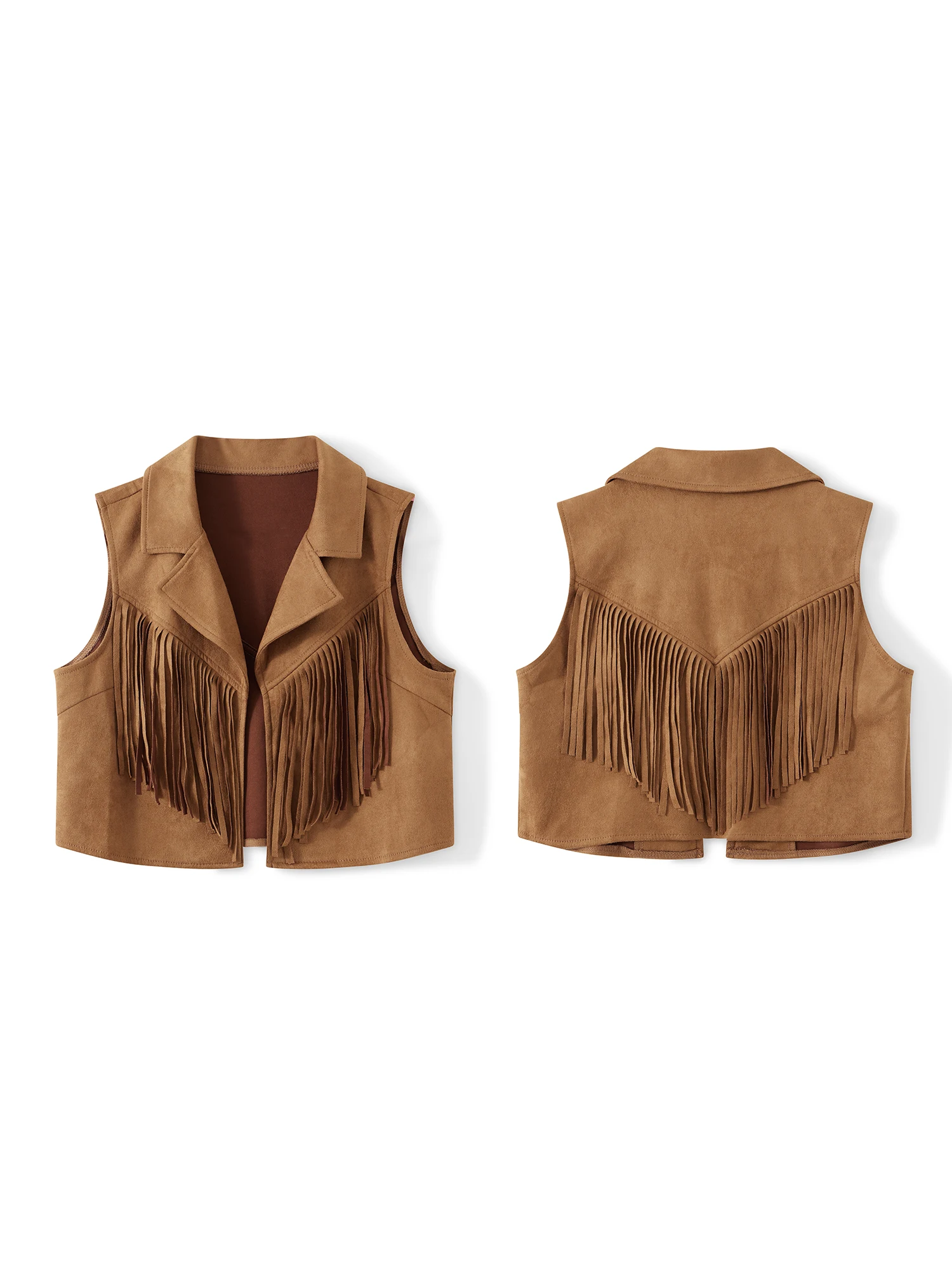 

Sleeveless Tasseled Open Front Vest for Women Solid Outwear Gilet Perfect for Casual Street Style Fashion