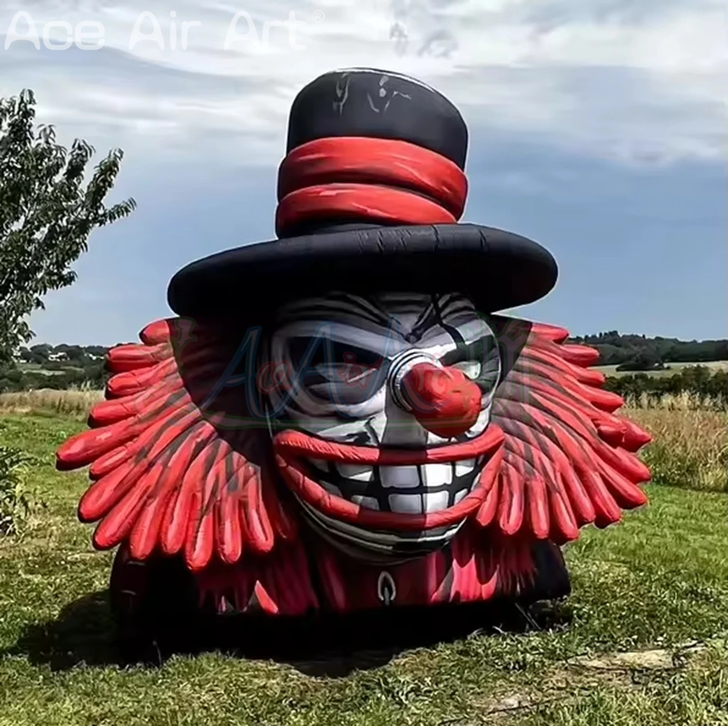 رأس مهرج عملاق مخيف قابل للنفخ بطول 4 أمتار جمجمة المهرج الشريرة للبناء وديكور سقف المنزل