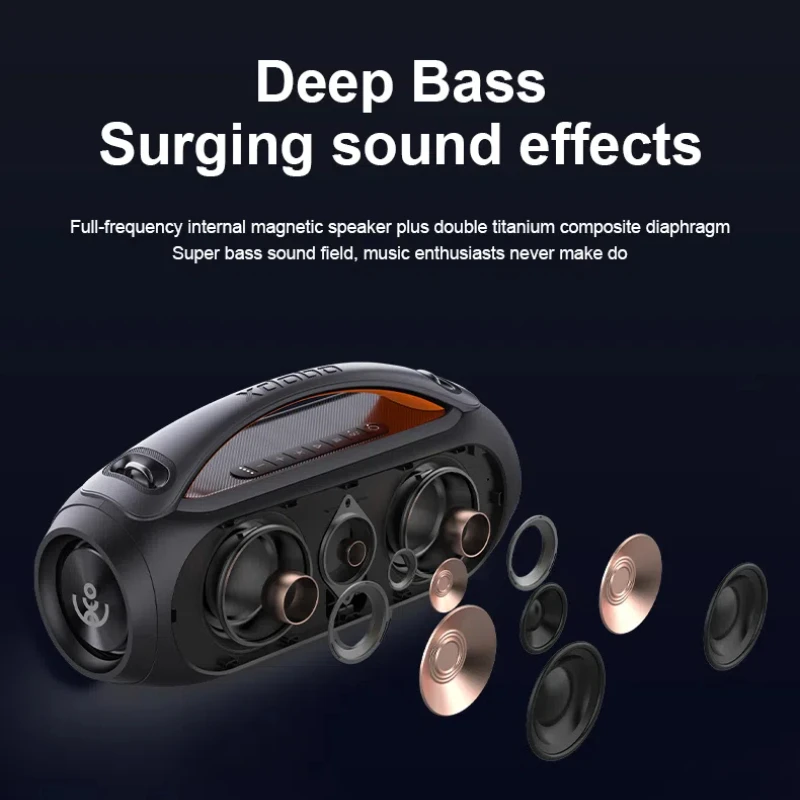 مضخم صوت XDOBO Vibe Plus Karaoke HI-FI محمول خارجي مقاوم للماء عالي الجودة بلوتوث 5.3 مكبر صوت عالي الطاقة 80 وات أضواء RGB