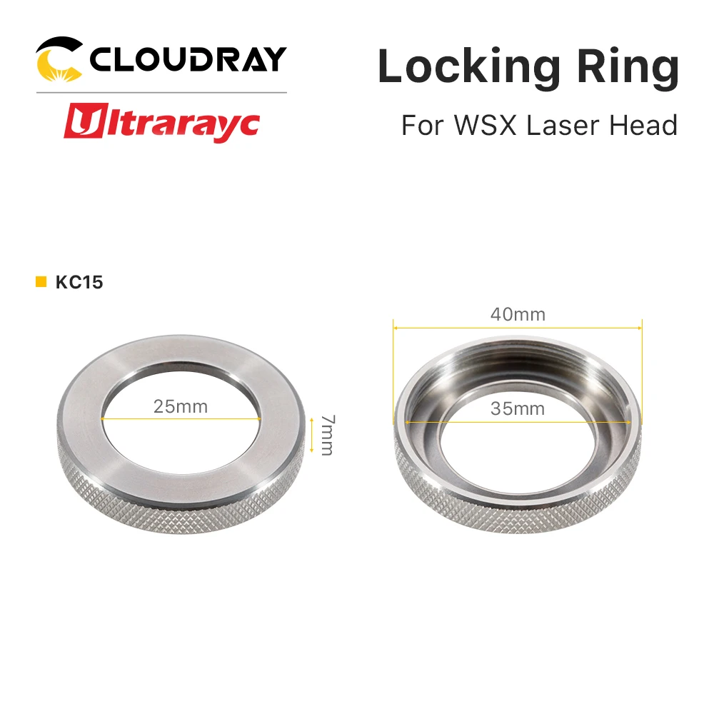 Ultrarayc anillo de bloqueo para WSX KC15 NC30, cabezal de corte láser de fibra, sujetadores, pieza de conexión de boquilla, anillo de bloqueo láser, tuerca de sujeción