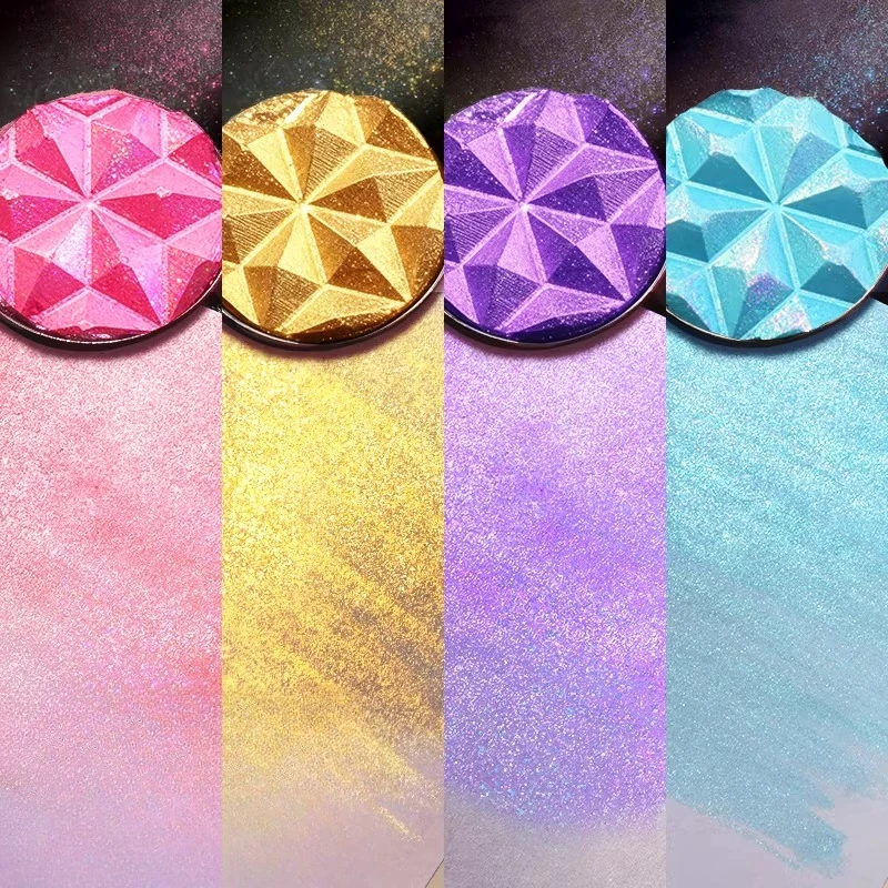 12 Colors of Super Flash Pearlescent/golden Solid Watercolor Pigment Calligraphy/painting/manicure Travel Portable Art Supplies