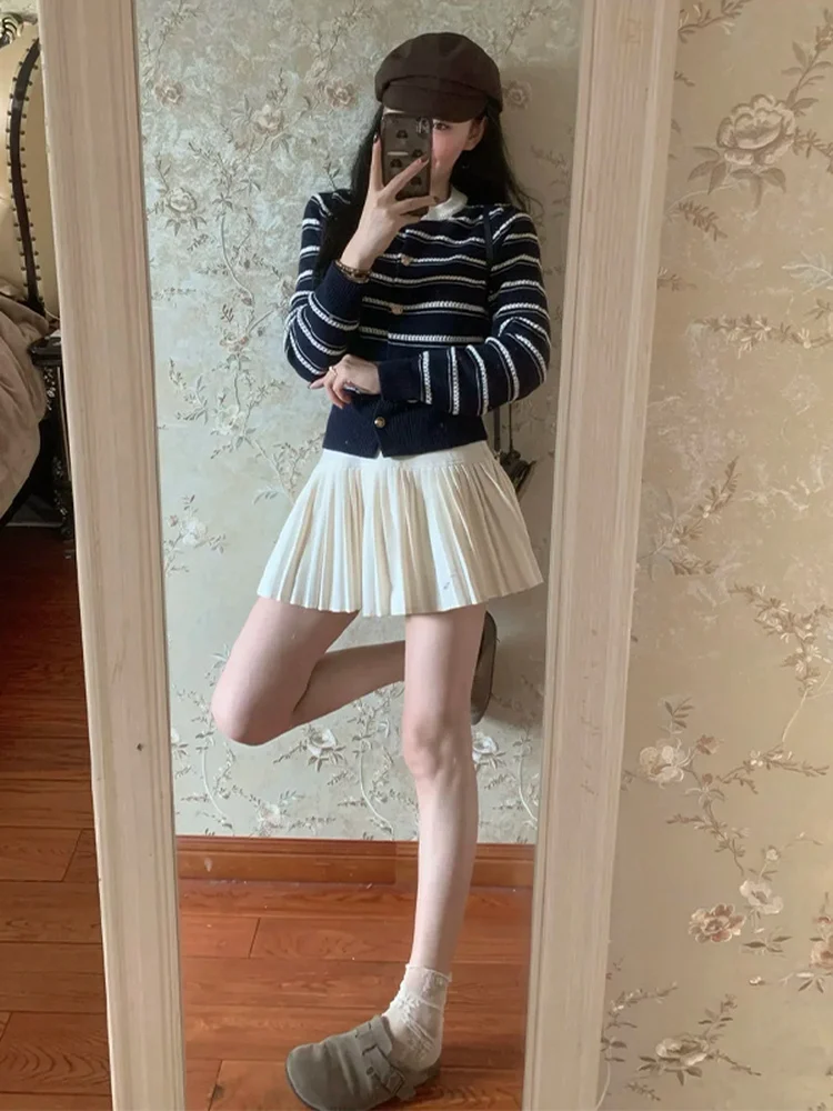 Suéter coreano de punto a rayas para mujer, abrigo suave de otoño e invierno, corte holgado, informal, cálido, cómodo y transpirable