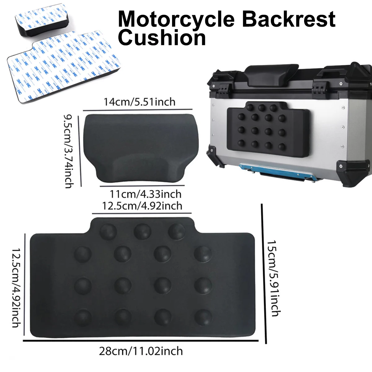 

Universal Self-adhesive Motorcycle Passenger Backrest Back Pad Shockproof Moto Rear Top Case Box Luggage Cushion
