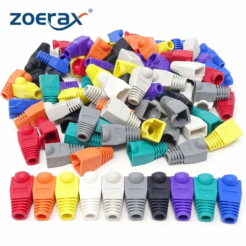 ZoeRax 100/50 ชิ้น ปลอกหุ้มสายเคเบิลเครือข่ายอีเธอร์เน็ต RJ45 CAT6 CAT6E CAT5 CAT5E ป้องกันแรงดึง (เส้นผ่านศูนย์กลางภายนอก 6.5 มม.)