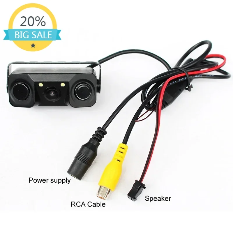 

HD CCD Car Rear View Camera 3 in 1 Parking Radar Detector Sensor Night Vision LED