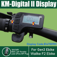 For Gen3/Wallke F2 Electric Bicycle LCD Display+Throttle KING-METER Digital II LCD Display 36V/48V 6Pins Julet Waterproof Plug