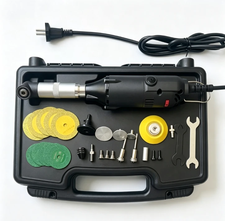 90 Degree Electric Die Grinder Right Angle Polishing Machine Grout Removal Tool Mold Finishing Engraver Corner Detail Sander Kit