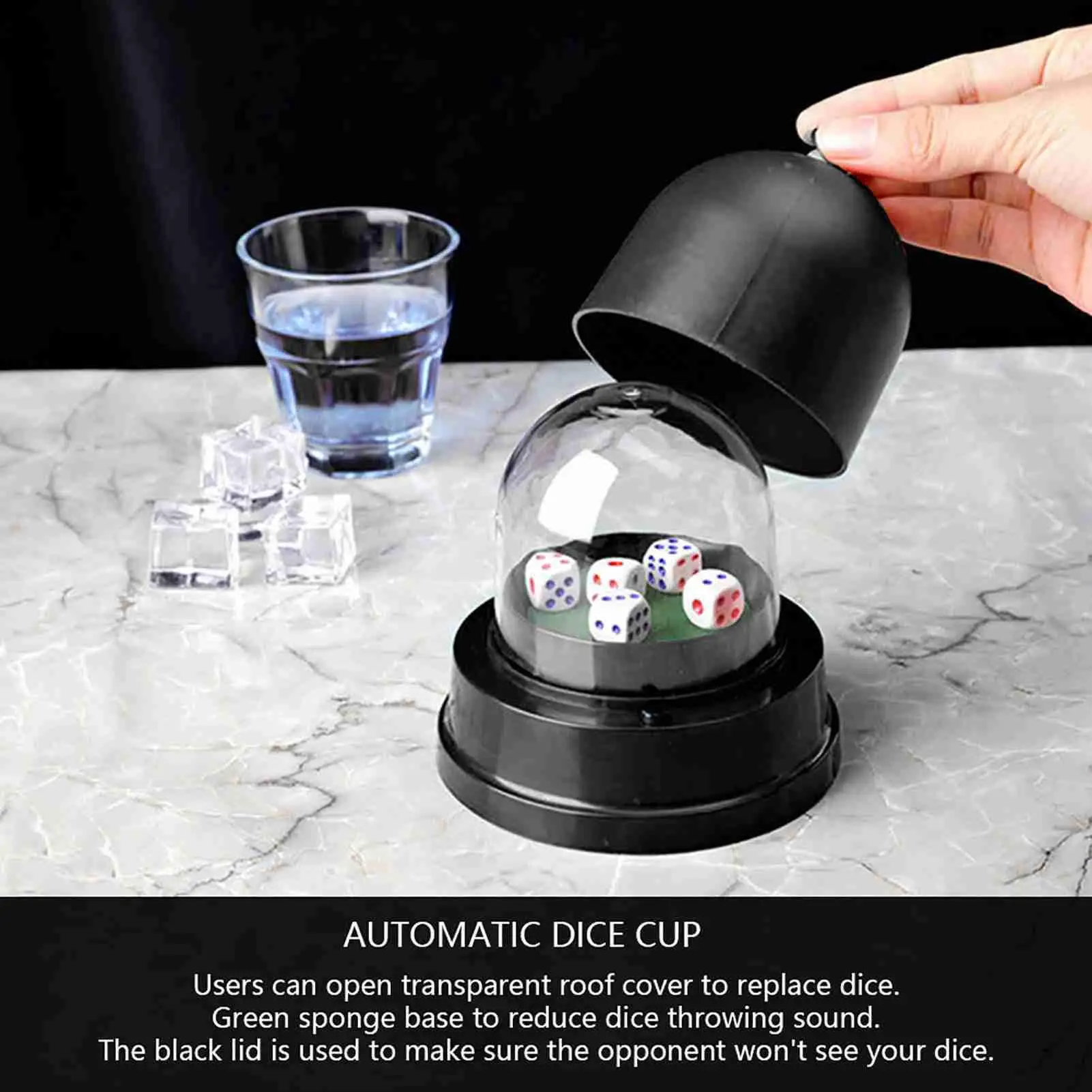 Automatic Transparent Dice Roller Cup - Cheating-Prevention, Durable Plastic Cover for Games