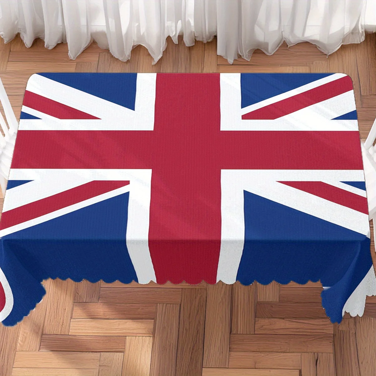 Vivid Union Jack National Flag Print Waterproof Washable Tablecloth, Rectangular Table Cover for Country Themed Party Decor