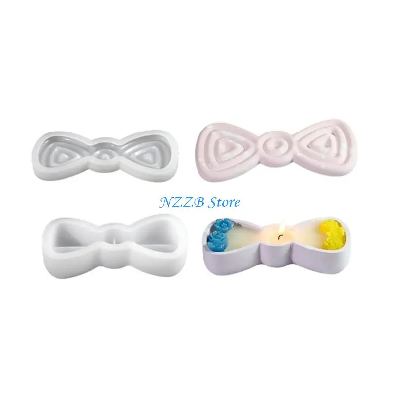 

T21F Jewelry Storage Box Silicone Mold Bowknot Shaped Jar Mould Epoxy Resin Ashtray Concrete Cement Gypsum Molds Home