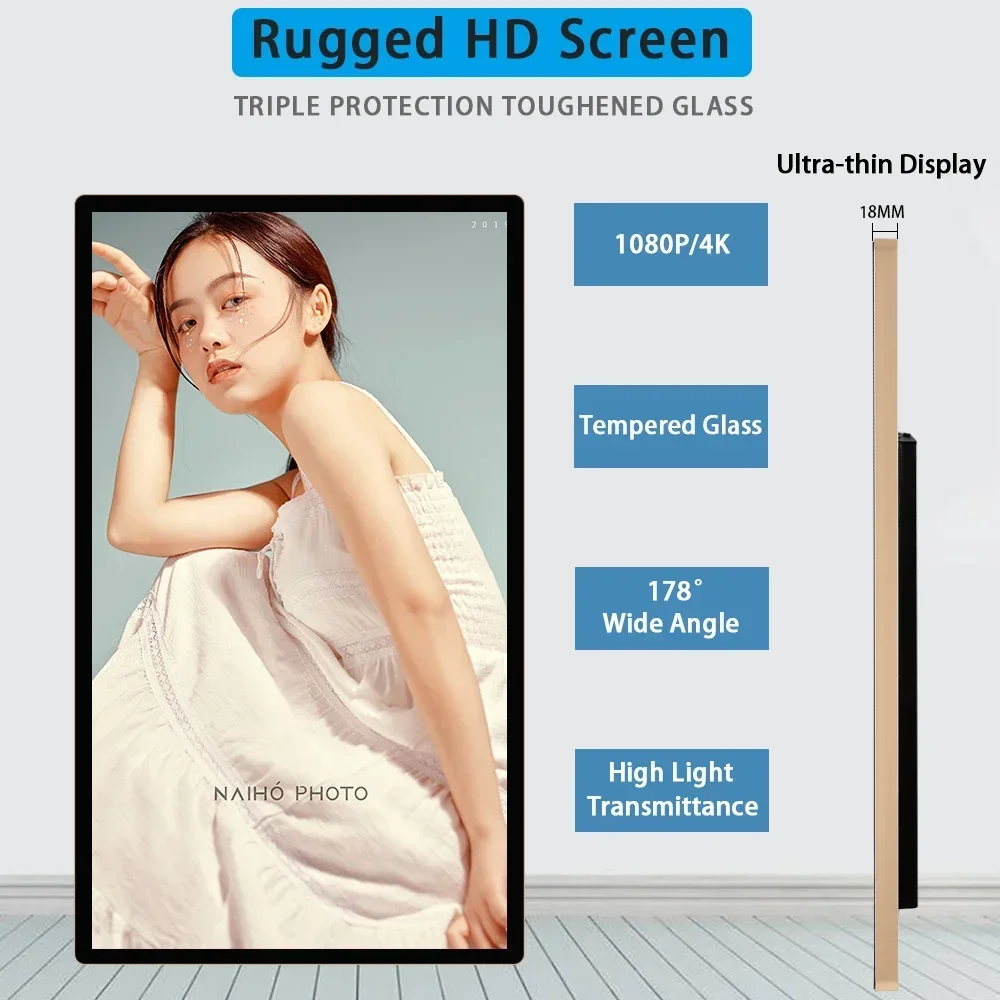 2025/10.1 13,3 15,6 21,5 23,8 "pantalla táctil montada en la pared CMS gratis RK3288 Android 11 POE 4 + 32G pantalla publicitaria LCD Digital Si