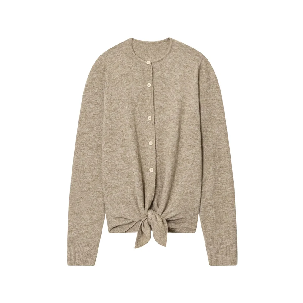 

Осенний новый женский модный универсальный свитер на пуговицах с круглым вырезом и длинными рукавами, вязаное пальто в рубчик с краями