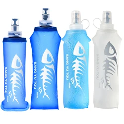 250/500ML Faltbare Silikon Weiche Glaskolben Wasser Flasche Im Freien Camping Reisen Sport Laufen Jogging Trinkblase Pack Weste