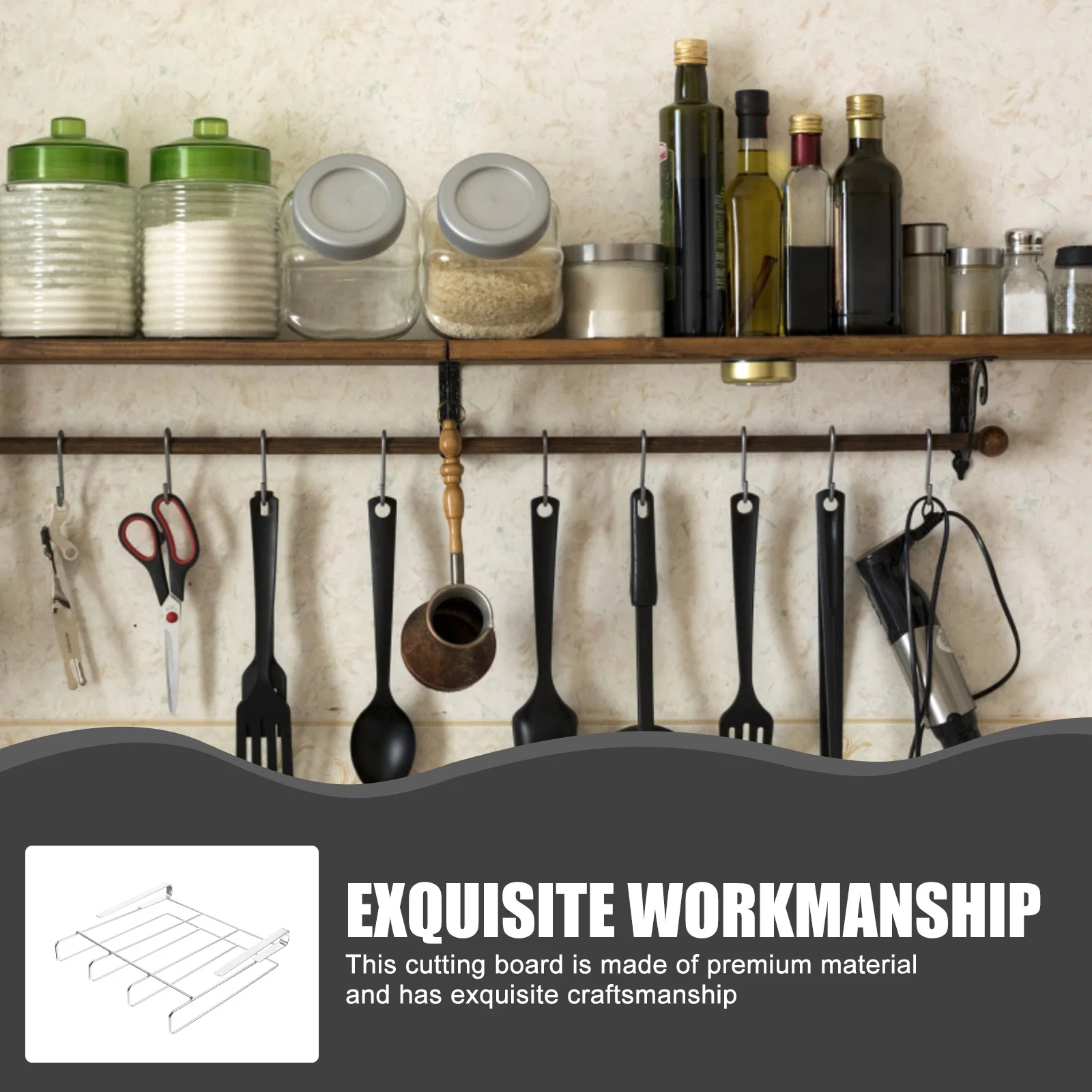 

Punch-Free Cutting Board Holder Stainless Steel Kitchen Storage Rack for Under Cabinet Organization Drying Stand Utility Tool