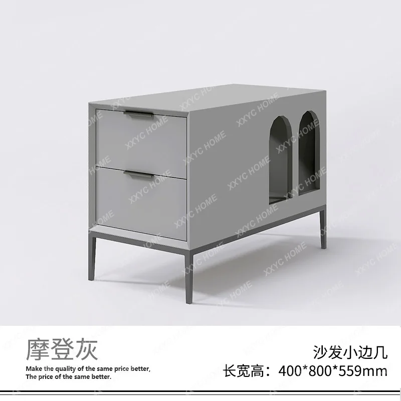 A Painted sofa edge Italian minimalist solid wood Nordic modern living room storage cabinet