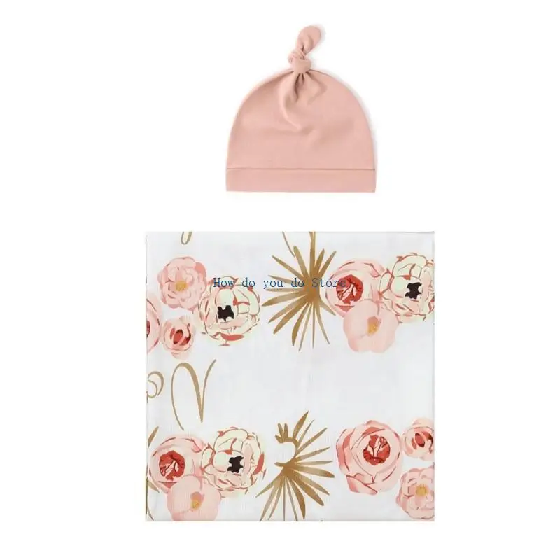 19QF قماش لف نوم الرضع مع قبعة قابلة للتنفس للرضع محايدة للجنسين للطفل #3