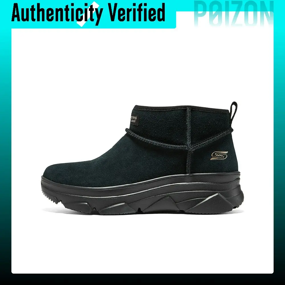 Skechers Bobs Suede Thermal Short Mid Calf Snow Boots Women's Black 117312-BBK