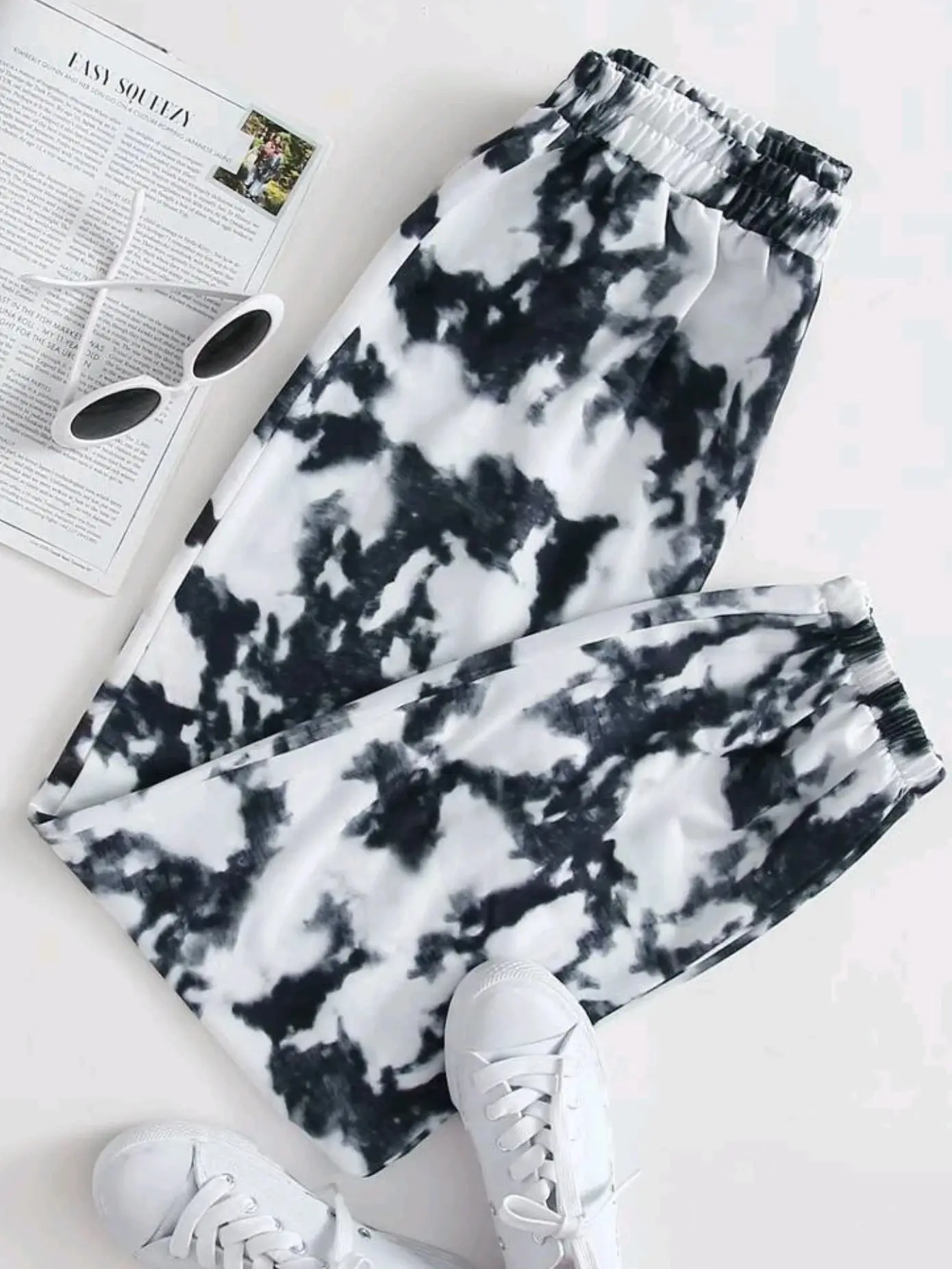 Women's Tie Dye Printed Elastic Waist Sweatpants Casual Sweatpants