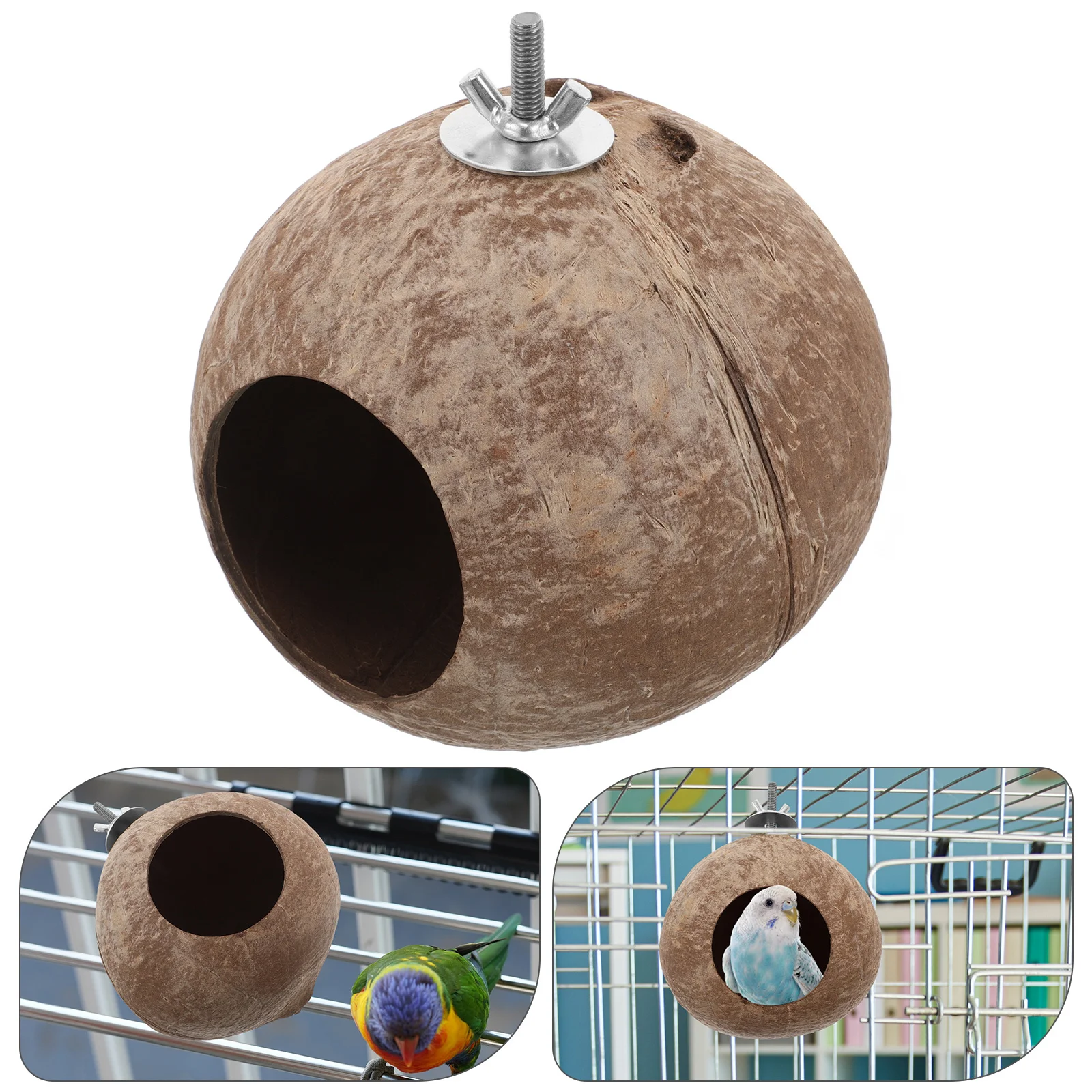 

Kisangel Coconut Shell Bird for Outdoor Hanging Breeding Cage Bamboo Coffee Toy Pet Hut