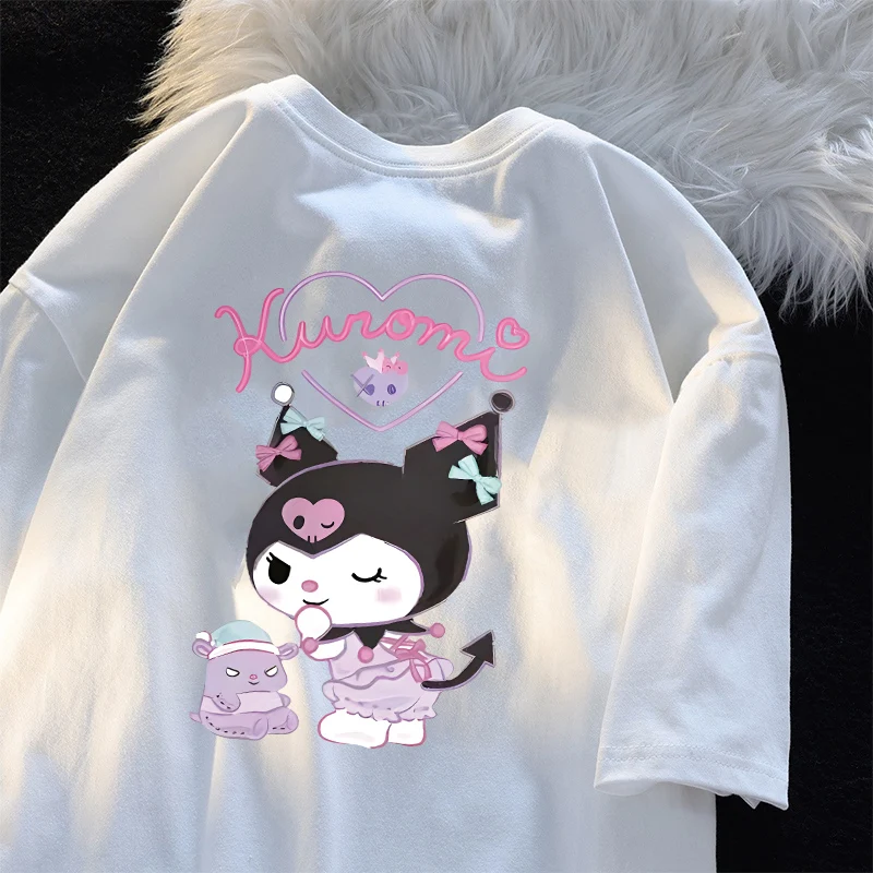 Black Cotton Japanese Super Fire Cartoon Kuromi T-shirt Female Summer Ins Loose Korean Version of The Bf Half-sleeved Tops