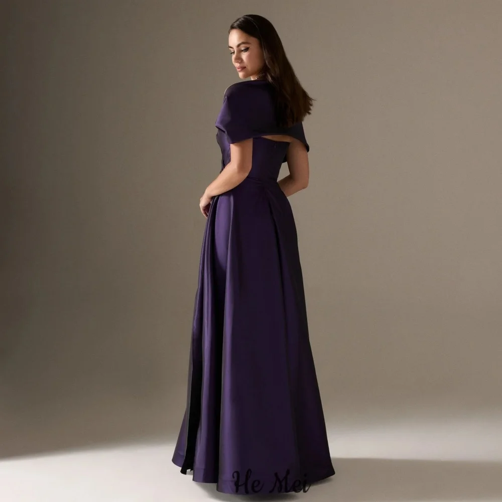 Robe De soirée violette, ligne A, personnalisée, élégante, épaules dénudées, Vintage, Simple, robes De bal, longueur au sol
