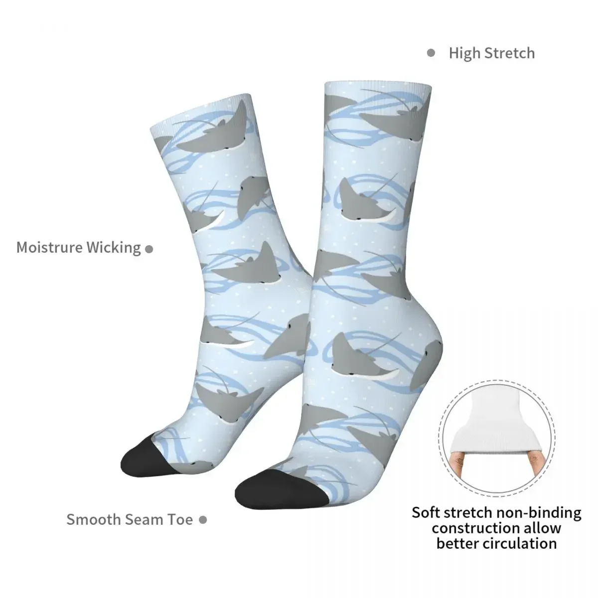 Stingrays - Cownose Ray - Sticker Pack Socks Harajuku High Quality Stockings All Season Long Socks Accessories for Unisex Gifts