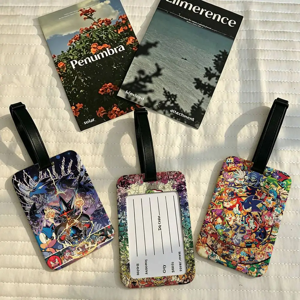 Anime S-SonicS Durable PVC Anti lost Baggage Tag With Info Card Lightweight Luggage Identification Label