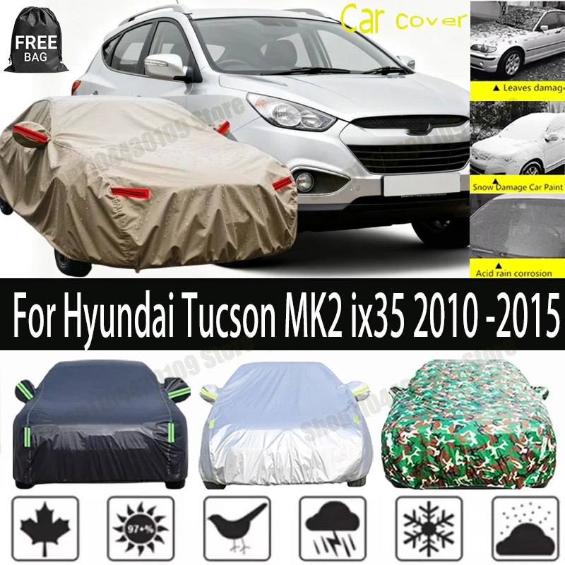 

For Hyundai Tucson MK2 ix35 2010 -2015 210T Polyester All-Weather Outdoor Car Cover Waterproof Anti-UV Dustproof Exterior