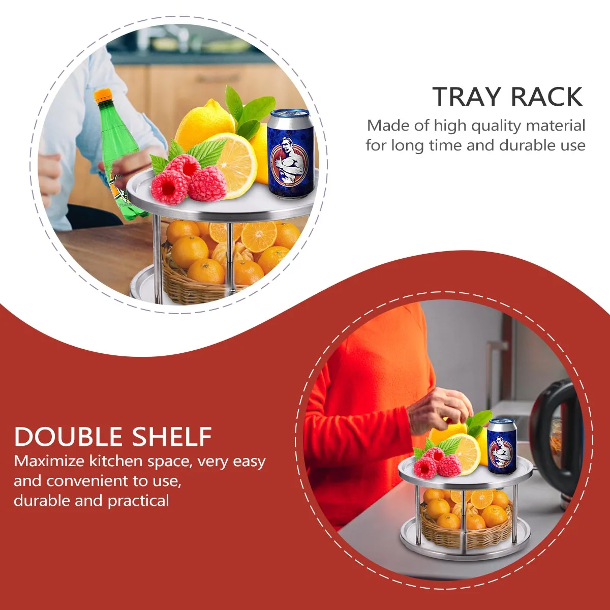 

Dish Rack Double Layer Turntable Spice ganizer Seasoning Holder Plate Bowl Cutlery Cup Kitchen Storage Solutions