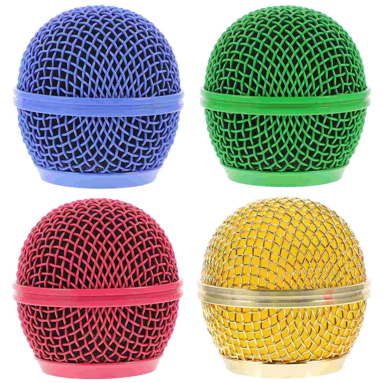 

4 Pcs Colored Microphone Accessories Grill Head Bracket Cover Metal Grille Replacement
