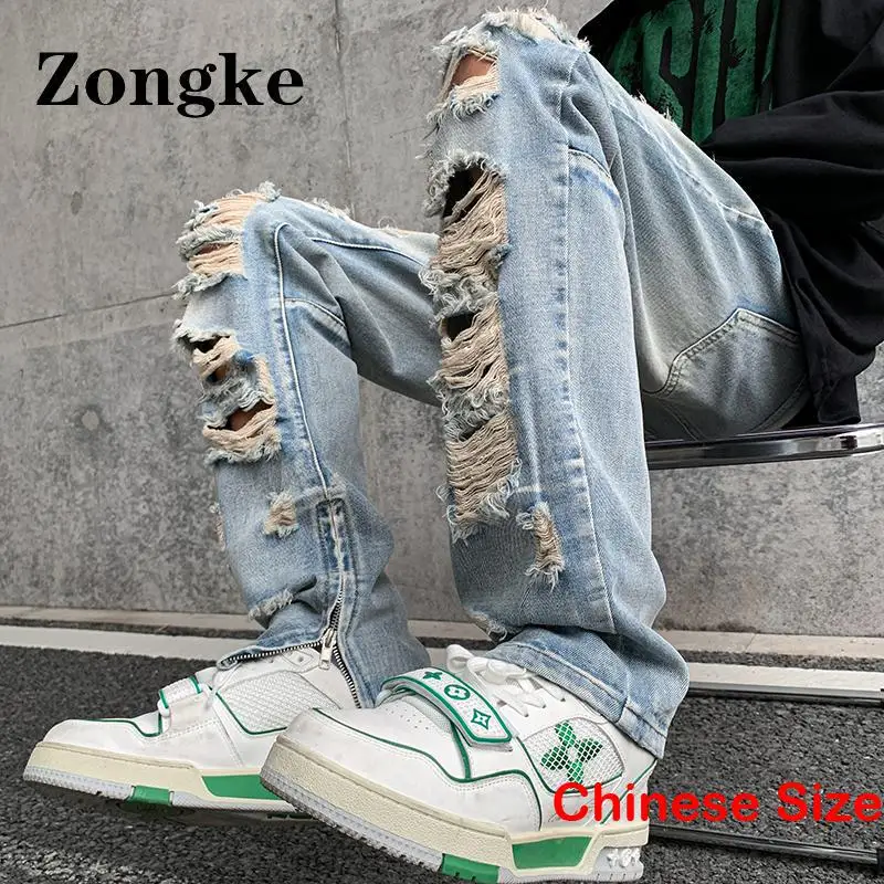 Ripped Skinny Jeans For Men Clothings Cargo Pants Mens Jeans Slim Street Wear Chinese Size 2XL 2024 Spring New Arrivals