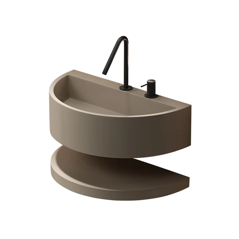 

Hotel B&B bathroom wall-mounted stainless steel sink household balcony semi-circular corner storage countertop basin