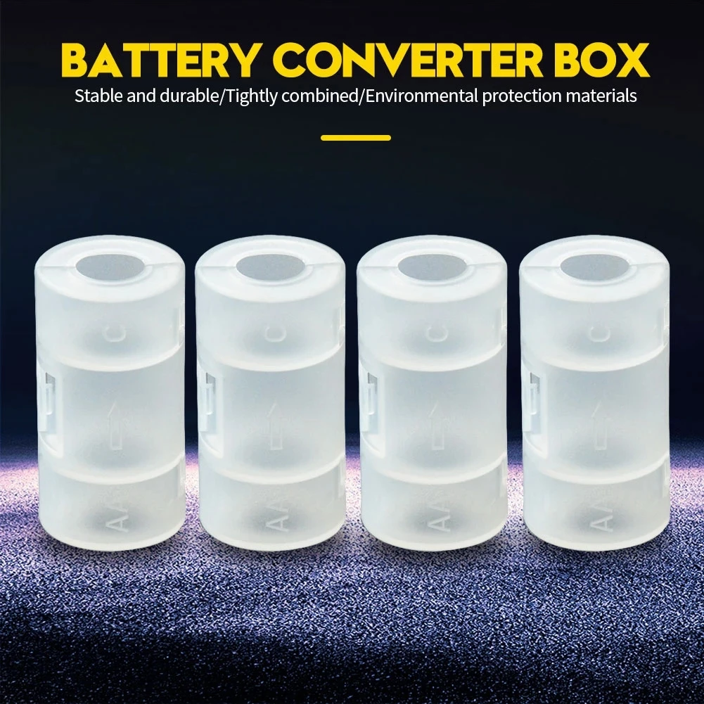 Boîte de rangement de batterie transparente, support d'adaptateur de batterie, étui de convertisseur, commutateur, LR06, taille AA à C, LR14, 5x2.6cm, 2 pièces, 4 pièces